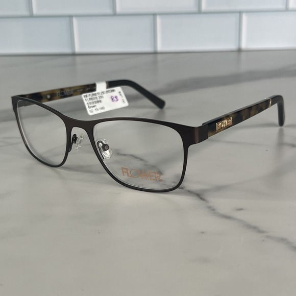 Flower Eyewear Glasses Womens Brown Jillian FLR6016 200 Tortoise Metal 52-19-140 - Picture 1 of 10